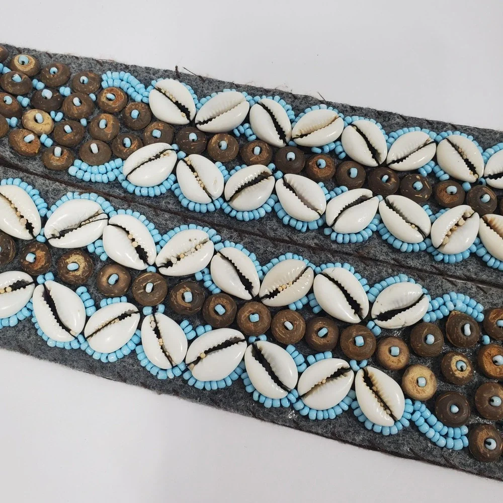 Vintage African Tribal Beaded‎ Cowrie Shell Belt Strap Boho Festival Waist Tie